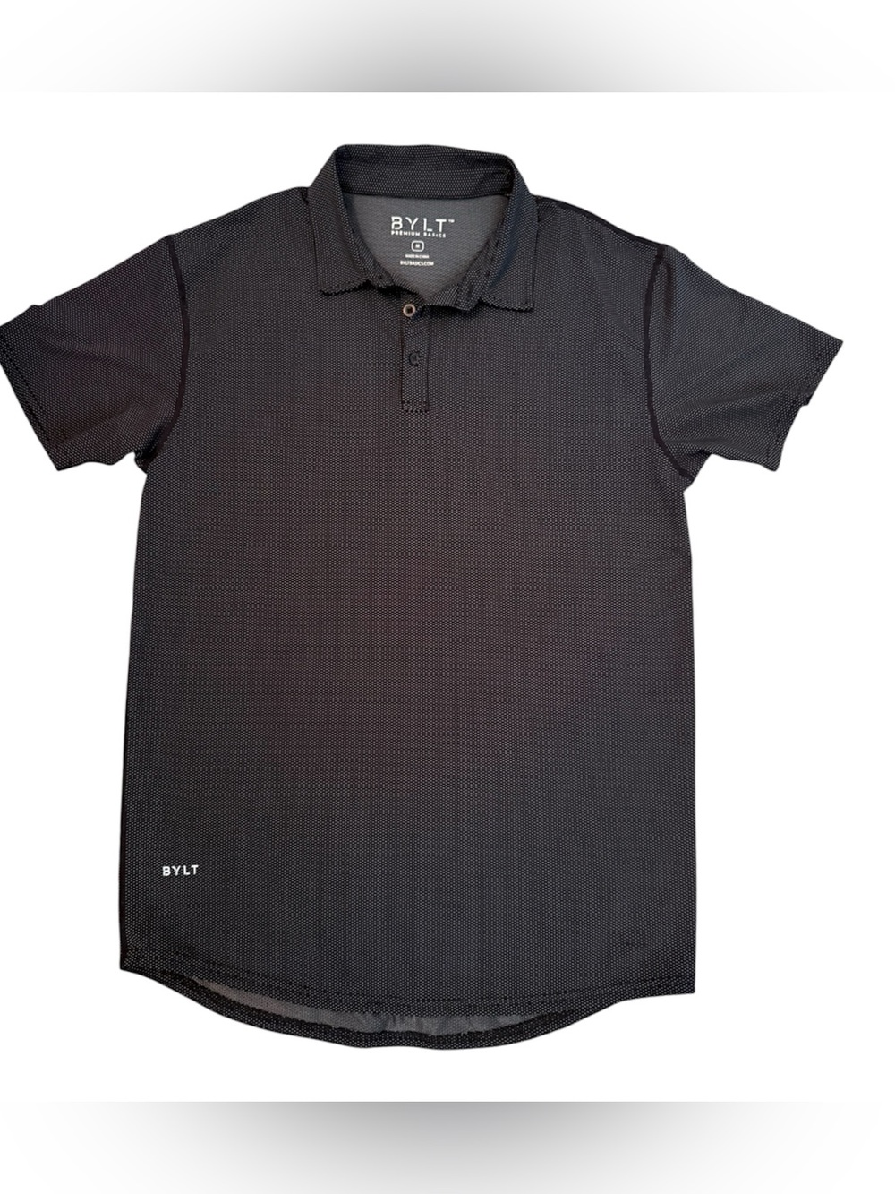 BYLT Basics Black Micro-Pattern Polo sz M - Picture 2 of 10